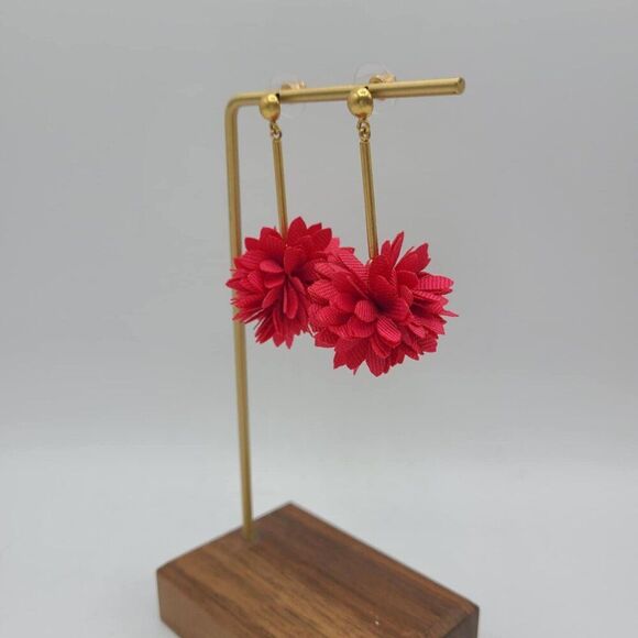 J Crew Red Fabric Puff Earrings - Picture 5 of 8